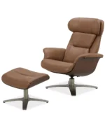 Janer Leather Swivel Chair & Ottoman Set - Color:Butternut