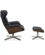 Janer Leather Swivel Chair & Ottoman Set - Color:Black - Image 8