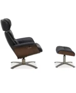 Janer Leather Swivel Chair & Ottoman Set - Color:Black - Image 5