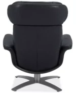 Janer Leather Swivel Chair & Ottoman Set - Color:Black - Image 10