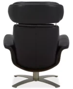 Janer Leather Swivel Chair & Ottoman Set - Color:Black - Image 4