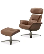 Janer Leather Swivel Chair & Ottoman Set - Color:Butternut - Image 10