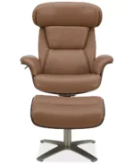 Janer Leather Swivel Chair & Ottoman Set - Color:Butternut - Image 9