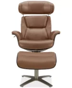 Janer Leather Swivel Chair & Ottoman Set - Color:Butternut - Image 8