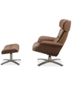 Janer Leather Swivel Chair & Ottoman Set - Color:Butternut - Image 7