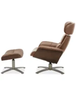 Janer Leather Swivel Chair & Ottoman Set - Color:Butternut - Image 6