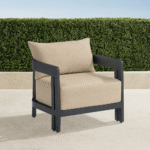 Porticello 3-pc. Sofa Set with Two Lounge Chairs in Matte Black Aluminum - Cushion Color: Dune - Image 6