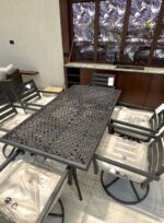 St Croix Outdoor 7-pc Outdoor Dinning Set-Rust Proof Cast Aluminum Frame (6 Swivel Chair & Table) - Image 9