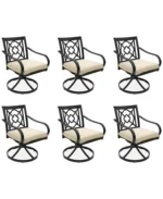 St Croix Outdoor 7-pc Outdoor Dinning Set-Rust Proof Cast Aluminum Frame (6 Swivel Chair & Table) - Image 2