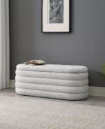 19" Wood Cleo Storage Bench Ottoman - Color:Ivory / Gray - Image 12
