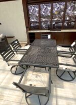 St Croix Outdoor 7-pc Outdoor Dinning Set-Rust Proof Cast Aluminum Frame (6 Swivel Chair & Table) - Image 8