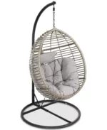 Logan Outdoor Basket Chair with Water Resistant Cushions in Gray & Khaki