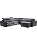 Nevio 5-pc Leather Sectional, 2 Power Recliners