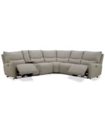 Olper 6-Pc. Fabric Zero Wall Sectional Sofa with Two Power Motion Pieces & Console