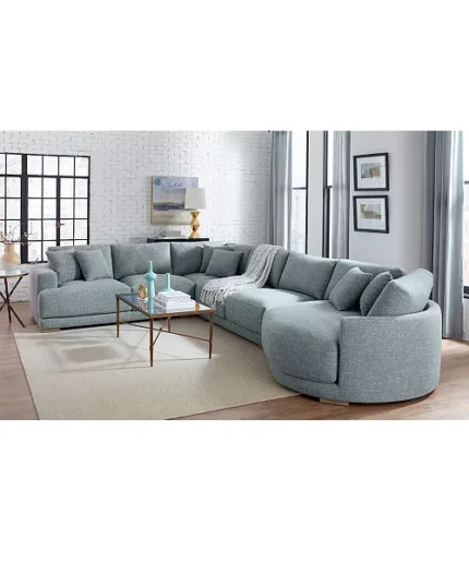 Vasher 166” 6 Seater Fabric Sectional Sofa with Cuddler.