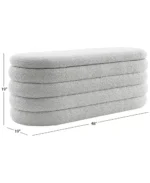 19" Wood Cleo Storage Bench Ottoman - Color:Ivory / Gray - Image 14