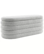 19" Wood Cleo Storage Bench Ottoman - Color:Ivory / Gray - Image 9