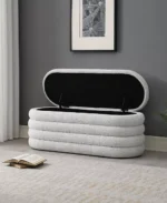 19" Wood Cleo Storage Bench Ottoman - Color:Ivory / Gray - Image 13