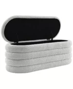 19" Wood Cleo Storage Bench Ottoman - Color:Ivory / Gray - Image 10