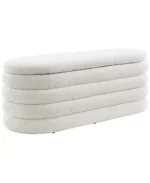 19" Wood Cleo Storage Bench Ottoman - Color:Ivory / Gray - Image 4