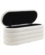 19" Wood Cleo Storage Bench Ottoman - Color:Ivory / Gray - Image 6
