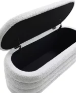 19" Wood Cleo Storage Bench Ottoman - Color:Ivory / Gray - Image 3