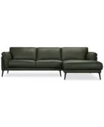 Keery 112" 2-Pc. Leather Sectional with Chaise - Color: Moss - Image 7