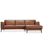 Keery 112" 2-Pc. Leather Sectional with Chaise - Color: Caramel