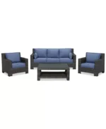 Viewport Outdoor Wicker 5-Pc. Seating Set (1 Sofa, 2 Chairs, 1 Coffee Table & Ottoman), with Sunbrella® Cushions - Image 12