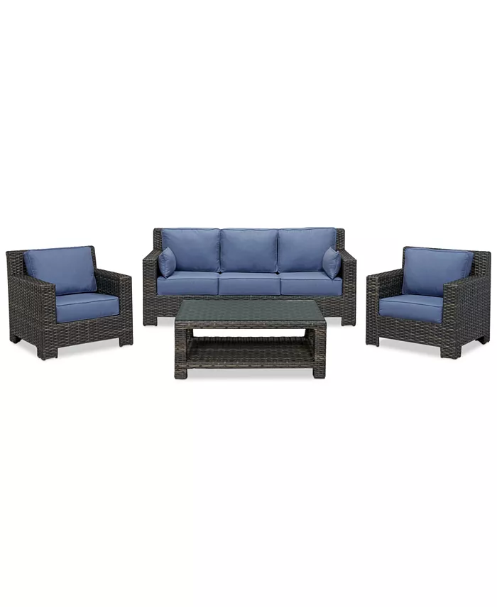 view Viewport Outdoor Wicker 4-Pc. Seating Set (1 Sofa, 2 Chairs & Coffee Table ), with Sunbrella® Cushions (Copy) - Image 1