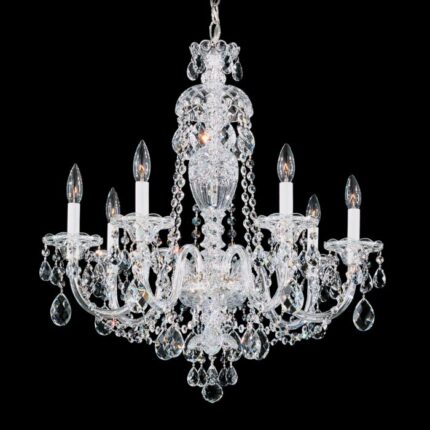 Schonbek Sterling 7 Light 25in x 26in Chandelier in Silver with Clear Heritage Hand-Cut Crystal