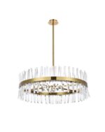 Serephina 36 inch crystal round chandelier light in satin gold - Image 5