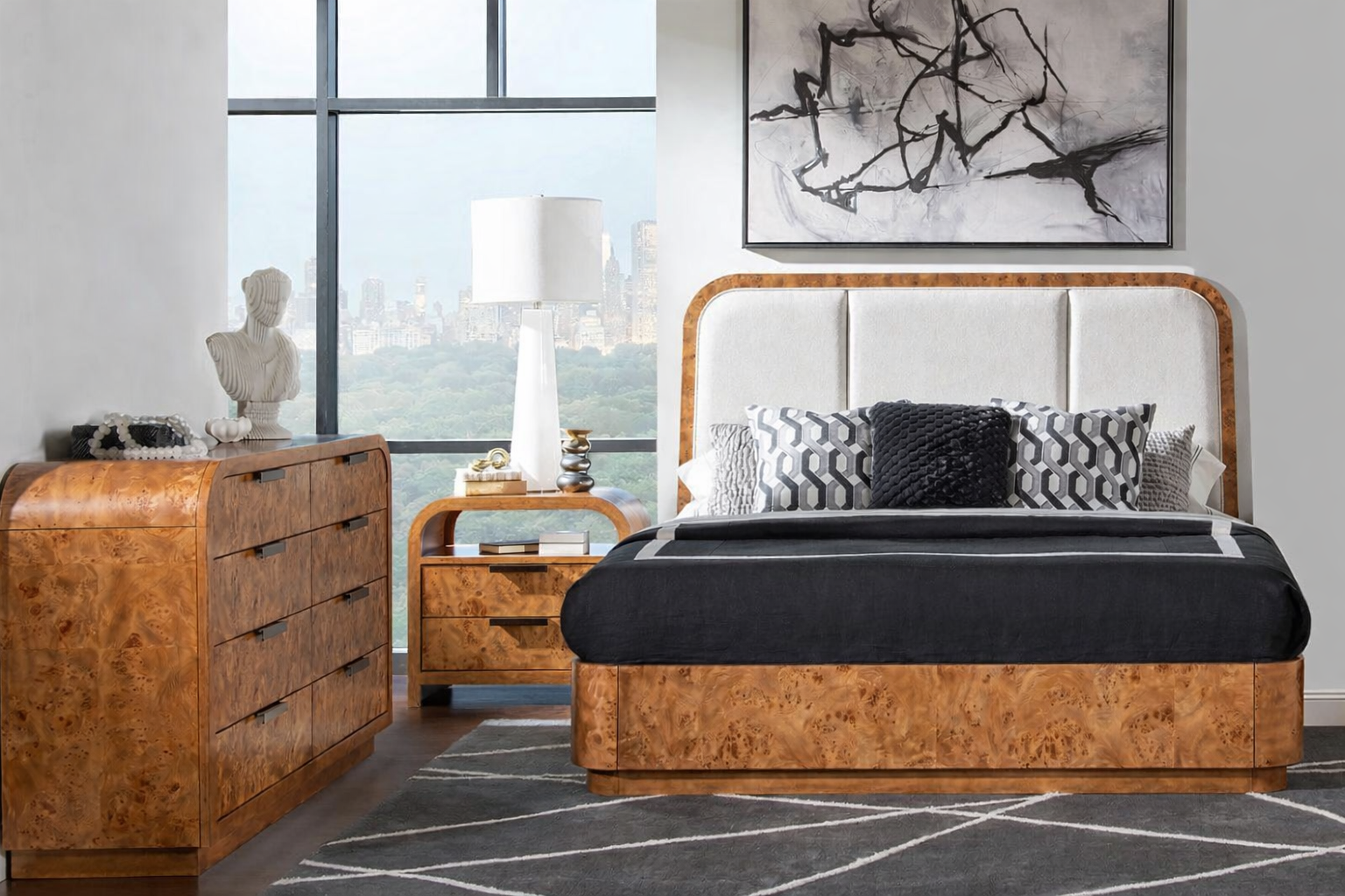 6CA1CBA0-08EA-49F8-932B-0096B2039F65 Prescott 4-Pc. King Set (Bed, Dresser & 2 Nightstand) - Image 1