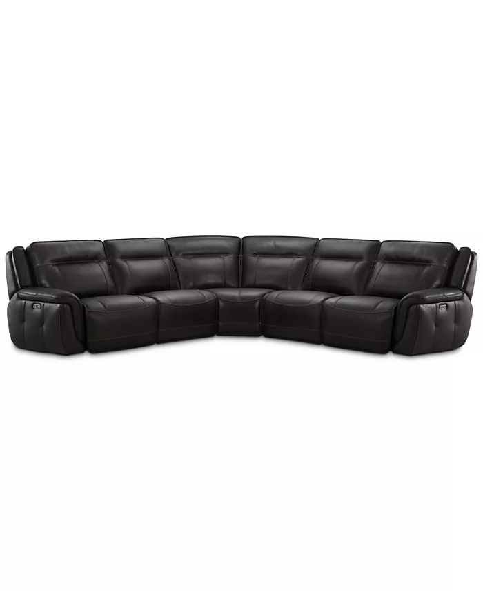 16954145_fpx Lenardo 5-Pc. Leather Sectional with 2 Power Motion Recliners, USB Charging and more - Color:Espresso - Image 1