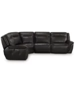 Lenardo 5-Pc. Leather Sectional with 2 Power Motion Recliners, USB Charging and more - Color:Espresso - Image 7