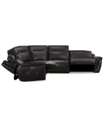Lenardo 5-Pc. Leather Sectional with 2 Power Motion Recliners, USB Charging and more - Color:Espresso - Image 2