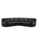 Lenardo 5-Pc. Leather Sectional with 2 Power Motion Recliners, USB Charging and more - Color:Espresso - Image 4
