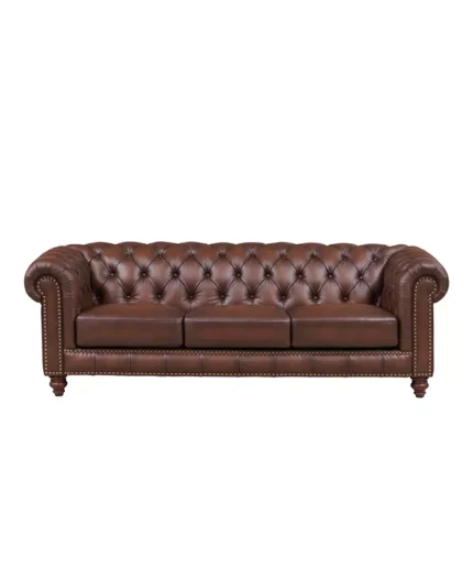 Alton Bay 91" Top Grain Leather Sofa Couch (3in1) - Color:Caramel Brown