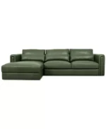Touville 2-Pc. Leather Sectional with Chaise - Color:Hunter/Navy Green - Image 2