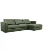 Touville 2-Pc. Leather Sectional with Chaise - Color:Hunter/Navy Green - Image 5