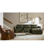 Touville 2-Pc. Leather Sectional with Chaise - Color:Hunter/Navy Green